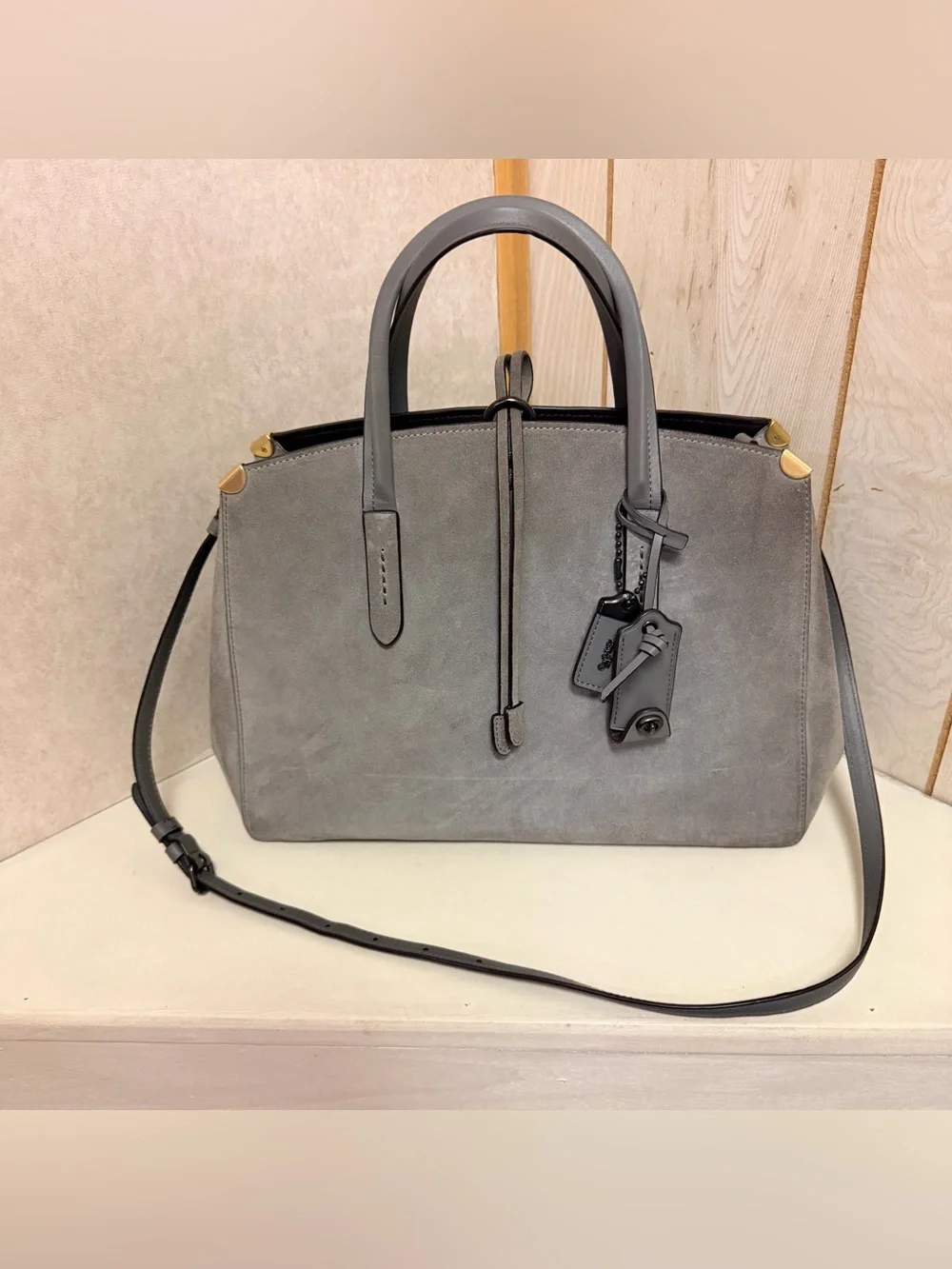 Coach 1941 Cooper Carryall Gray Suede Tote and Crossbody Strap